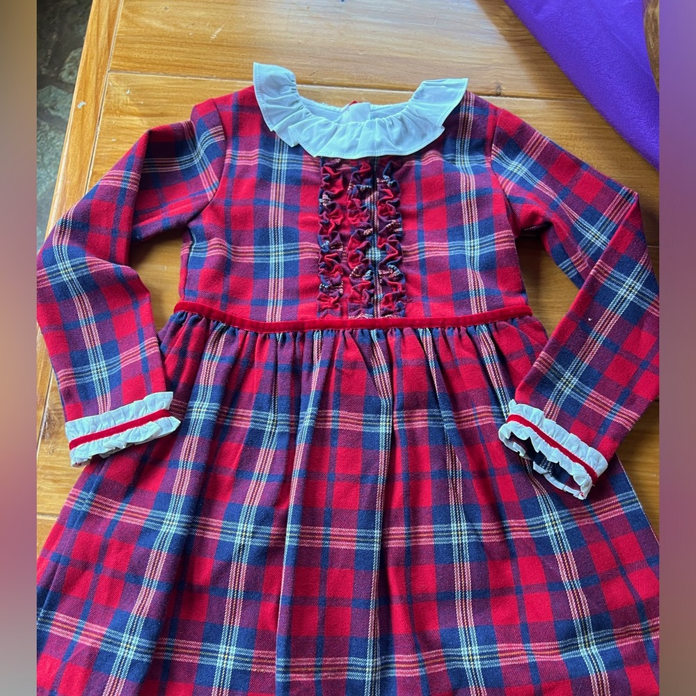 Girls 5T Tutto Piccolo red Christmas Tartan dress
